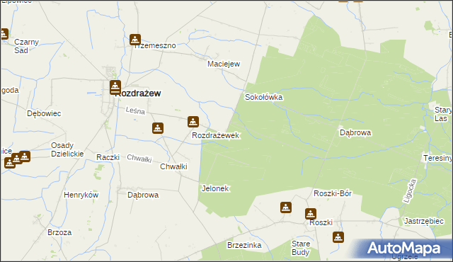 mapa Rozdrażewek gmina Krotoszyn, Rozdrażewek gmina Krotoszyn na mapie Targeo