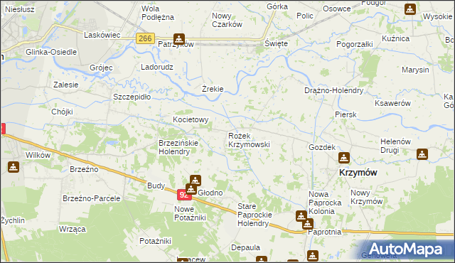 mapa Rożek Krzymowski, Rożek Krzymowski na mapie Targeo