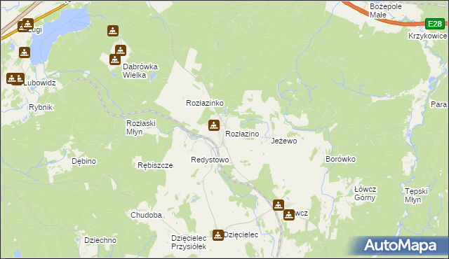 mapa Rozłazino gmina Łęczyce, Rozłazino gmina Łęczyce na mapie Targeo