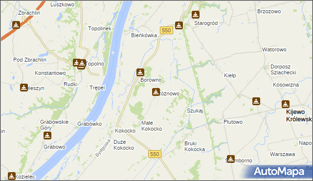 mapa Różnowo gmina Chełmno, Różnowo gmina Chełmno na mapie Targeo