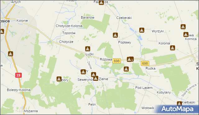 mapa Różowa, Różowa na mapie Targeo