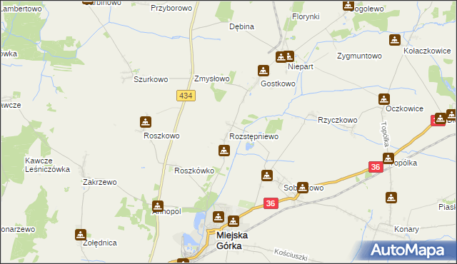 mapa Rozstępniewo, Rozstępniewo na mapie Targeo