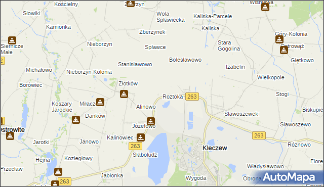 mapa Roztoka gmina Kleczew, Roztoka gmina Kleczew na mapie Targeo