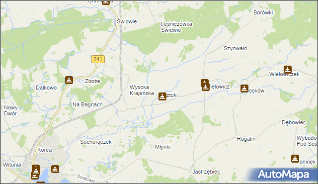 mapa Roztoki gmina Sośno, Roztoki gmina Sośno na mapie Targeo