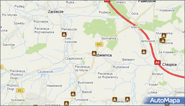 mapa Roźwienica, Roźwienica na mapie Targeo