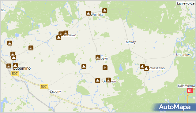 mapa Różyn, Różyn na mapie Targeo