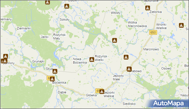 mapa Rożyńsk Wielki gmina Gołdap, Rożyńsk Wielki gmina Gołdap na mapie Targeo