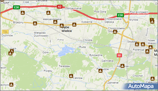 mapa Ruda gmina Dębe Wielkie, Ruda gmina Dębe Wielkie na mapie Targeo