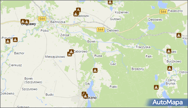 mapa Ruda gmina Górzno, Ruda gmina Górzno na mapie Targeo