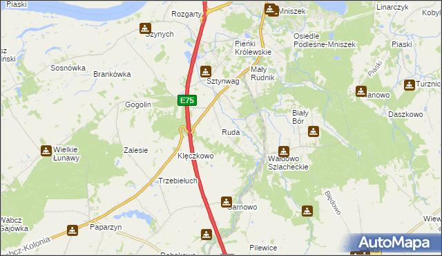 mapa Ruda gmina Grudziądz, Ruda gmina Grudziądz na mapie Targeo