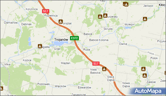 mapa Ruda gmina Trojanów, Ruda gmina Trojanów na mapie Targeo