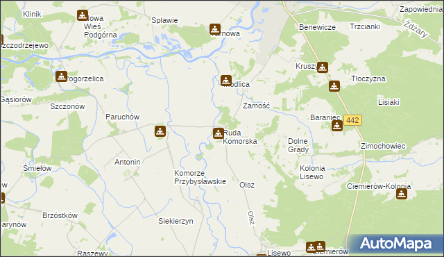 mapa Ruda Komorska, Ruda Komorska na mapie Targeo