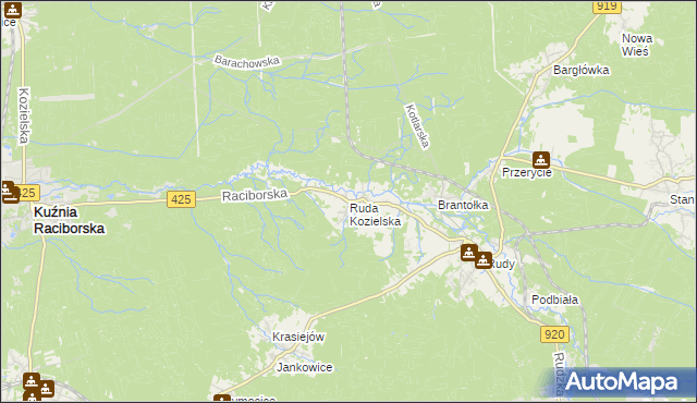 mapa Ruda Kozielska, Ruda Kozielska na mapie Targeo
