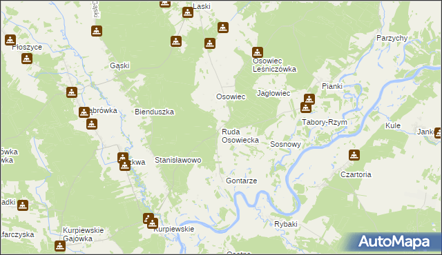 mapa Ruda Osowiecka, Ruda Osowiecka na mapie Targeo