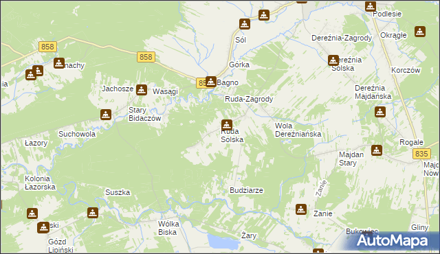 mapa Ruda Solska, Ruda Solska na mapie Targeo