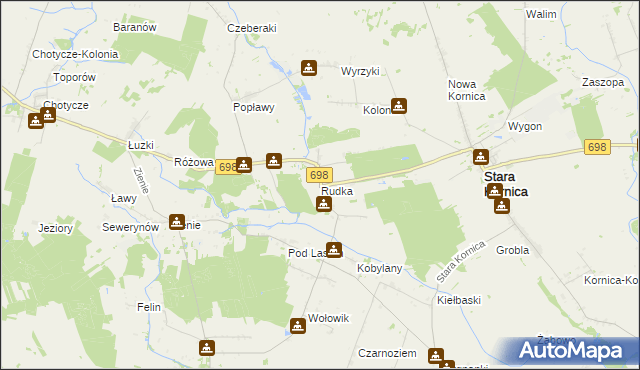 mapa Rudka gmina Stara Kornica, Rudka gmina Stara Kornica na mapie Targeo