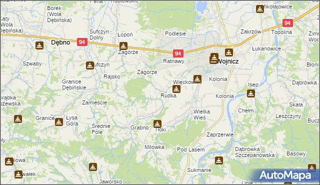 mapa Rudka gmina Wojnicz, Rudka gmina Wojnicz na mapie Targeo