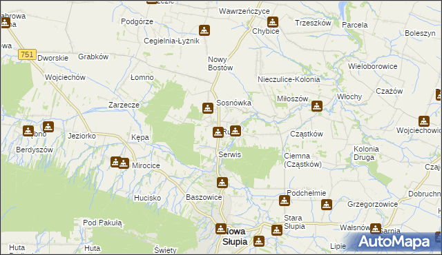 mapa Rudki gmina Nowa Słupia, Rudki gmina Nowa Słupia na mapie Targeo