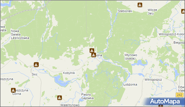 mapa Rudna gmina Złotów, Rudna gmina Złotów na mapie Targeo