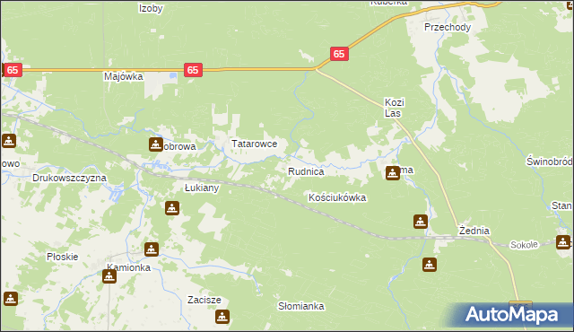 mapa Rudnica gmina Zabłudów, Rudnica gmina Zabłudów na mapie Targeo