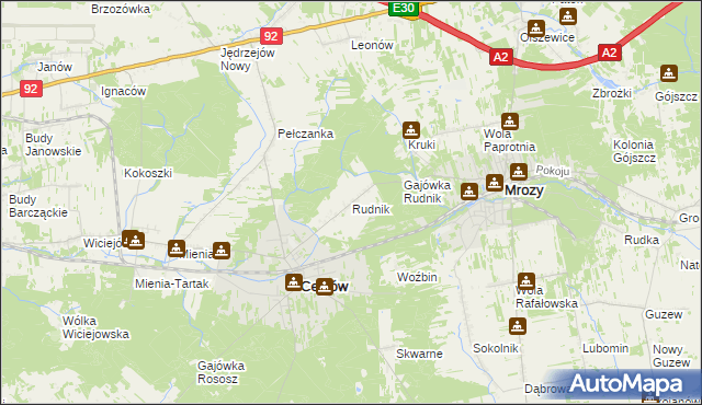 mapa Rudnik gmina Cegłów, Rudnik gmina Cegłów na mapie Targeo