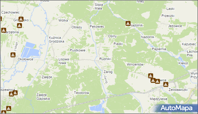 mapa Rudniki gmina Koniecpol, Rudniki gmina Koniecpol na mapie Targeo