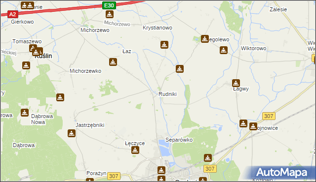 mapa Rudniki gmina Opalenica, Rudniki gmina Opalenica na mapie Targeo