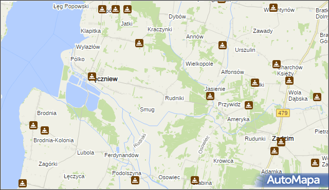 mapa Rudniki gmina Pęczniew, Rudniki gmina Pęczniew na mapie Targeo
