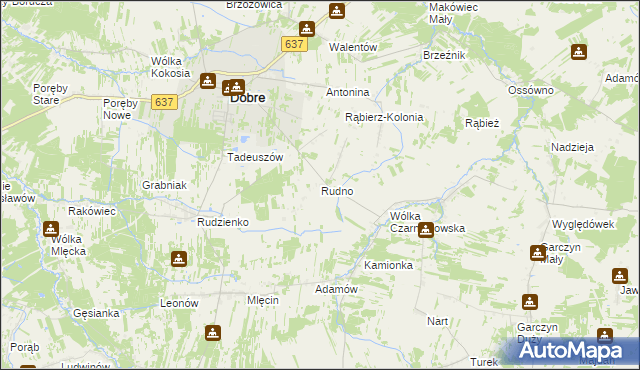 mapa Rudno gmina Dobre, Rudno gmina Dobre na mapie Targeo