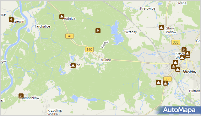 mapa Rudno gmina Wołów, Rudno gmina Wołów na mapie Targeo