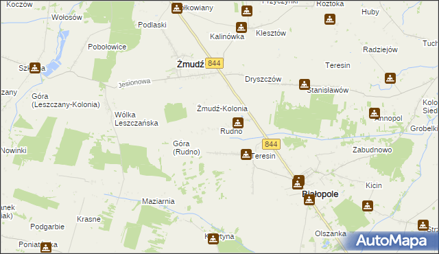 mapa Rudno gmina Żmudź, Rudno gmina Żmudź na mapie Targeo