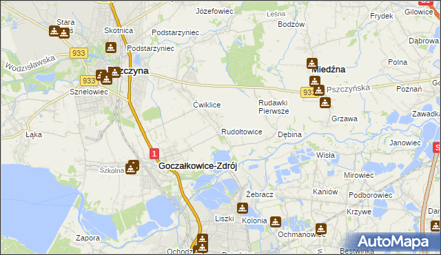 mapa Rudołtowice, Rudołtowice na mapie Targeo