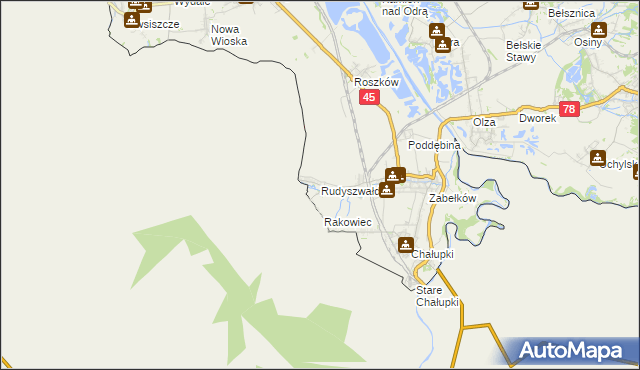 mapa Rudyszwałd, Rudyszwałd na mapie Targeo