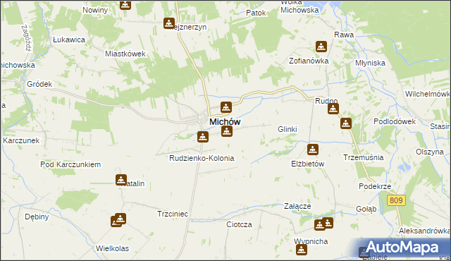 mapa Rudzienko gmina Michów, Rudzienko gmina Michów na mapie Targeo