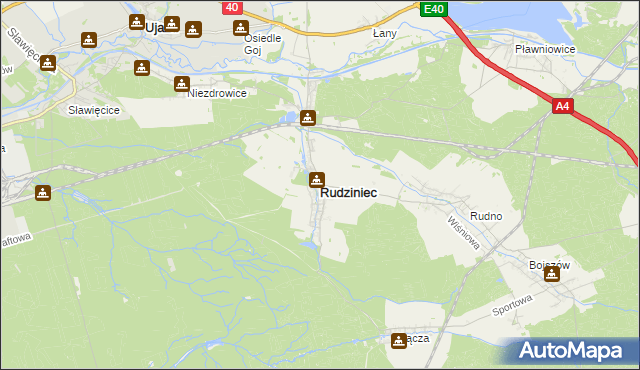 mapa Rudziniec, Rudziniec na mapie Targeo