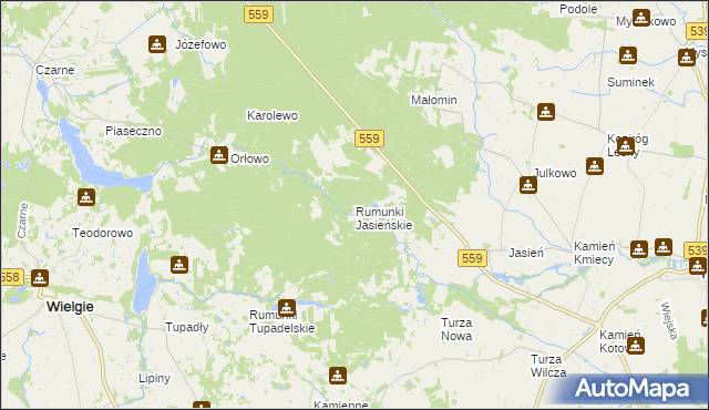 mapa Rumunki Jasieńskie, Rumunki Jasieńskie na mapie Targeo