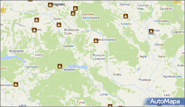 mapa Rumunki Likieckie, Rumunki Likieckie na mapie Targeo