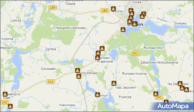 mapa Runowo Krajeńskie, Runowo Krajeńskie na mapie Targeo