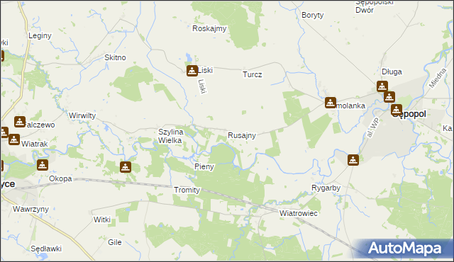 mapa Rusajny, Rusajny na mapie Targeo