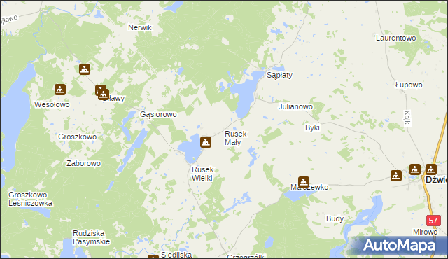 mapa Rusek Mały, Rusek Mały na mapie Targeo