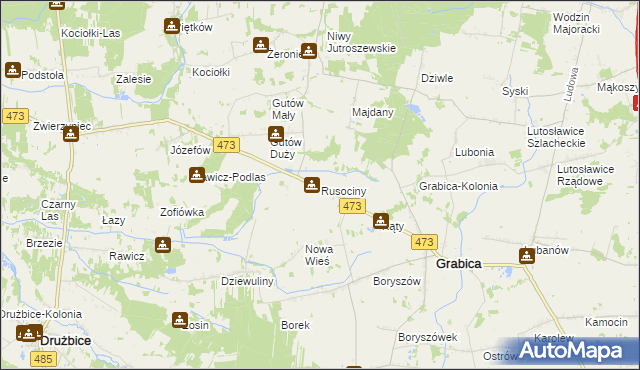 mapa Rusociny, Rusociny na mapie Targeo