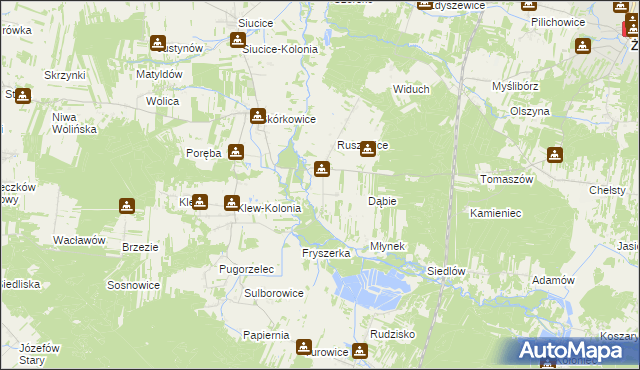 mapa Ruszenice-Kolonia, Ruszenice-Kolonia na mapie Targeo