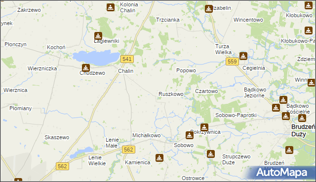 mapa Ruszkowo gmina Dobrzyń nad Wisłą, Ruszkowo gmina Dobrzyń nad Wisłą na mapie Targeo