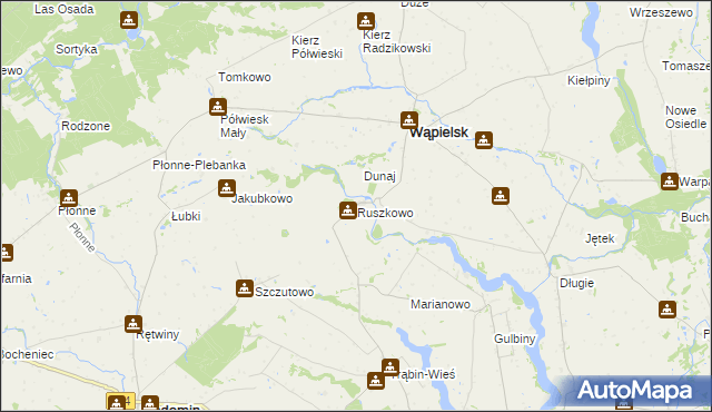 mapa Ruszkowo gmina Wąpielsk, Ruszkowo gmina Wąpielsk na mapie Targeo