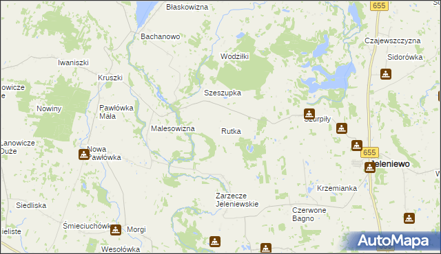 mapa Rutka gmina Jeleniewo, Rutka gmina Jeleniewo na mapie Targeo