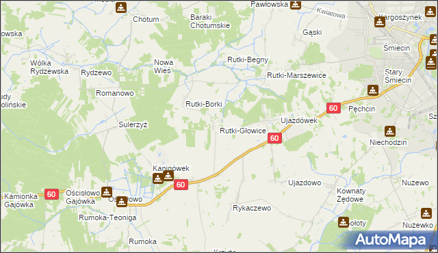 mapa Rutki-Głowice, Rutki-Głowice na mapie Targeo