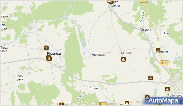 mapa Rutkowice gmina Płośnica, Rutkowice gmina Płośnica na mapie Targeo