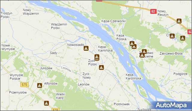 mapa Rybaki gmina Słubice, Rybaki gmina Słubice na mapie Targeo