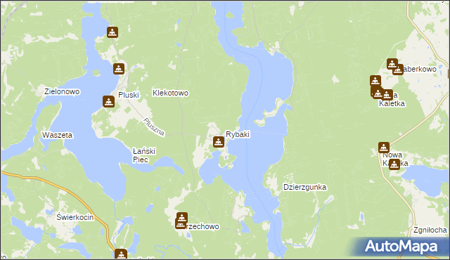 mapa Rybaki gmina Stawiguda, Rybaki gmina Stawiguda na mapie Targeo