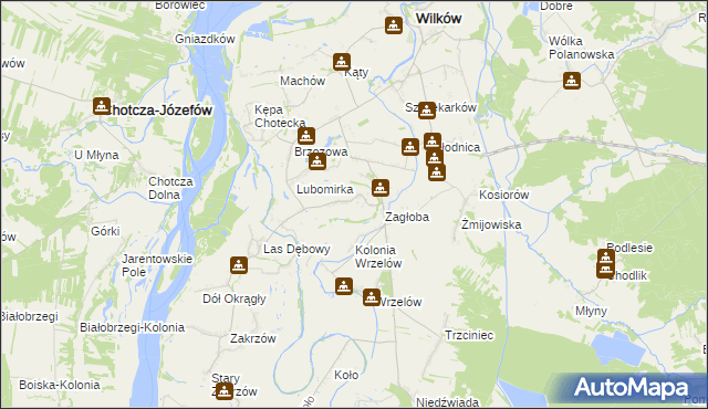 mapa Rybaki gmina Wilków, Rybaki gmina Wilków na mapie Targeo